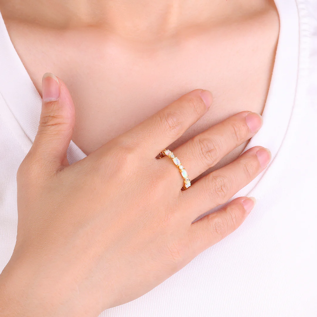 Eternity Fire Opal Ring