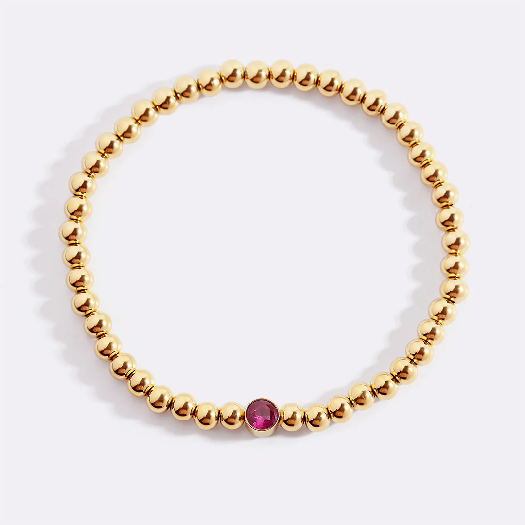 Gold Beaded Bubble Birthstone Bracelet