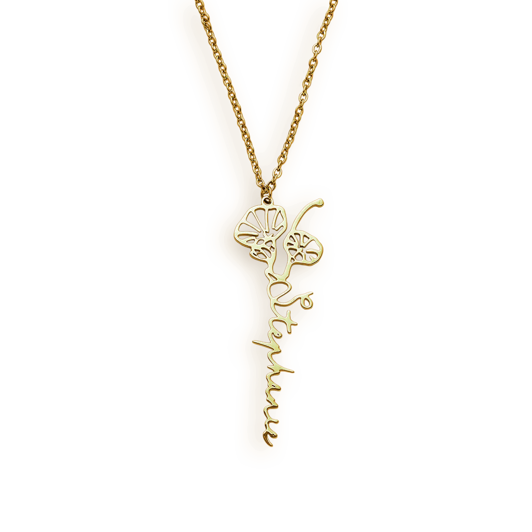 Birth Flower Name Necklace