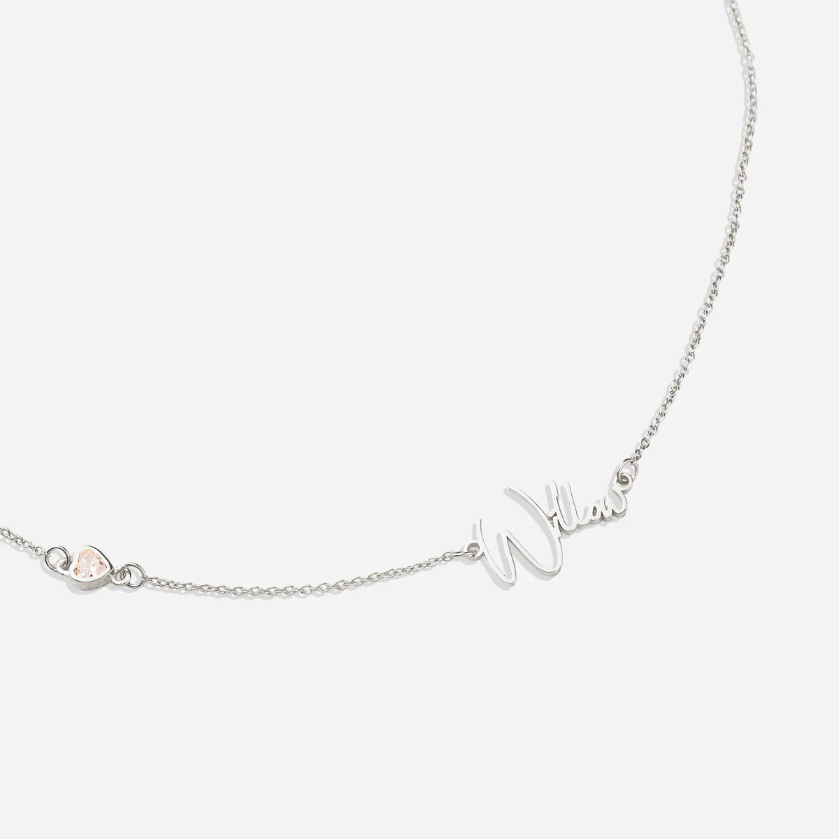 Modern Name Necklace with Heart Diamond Accent