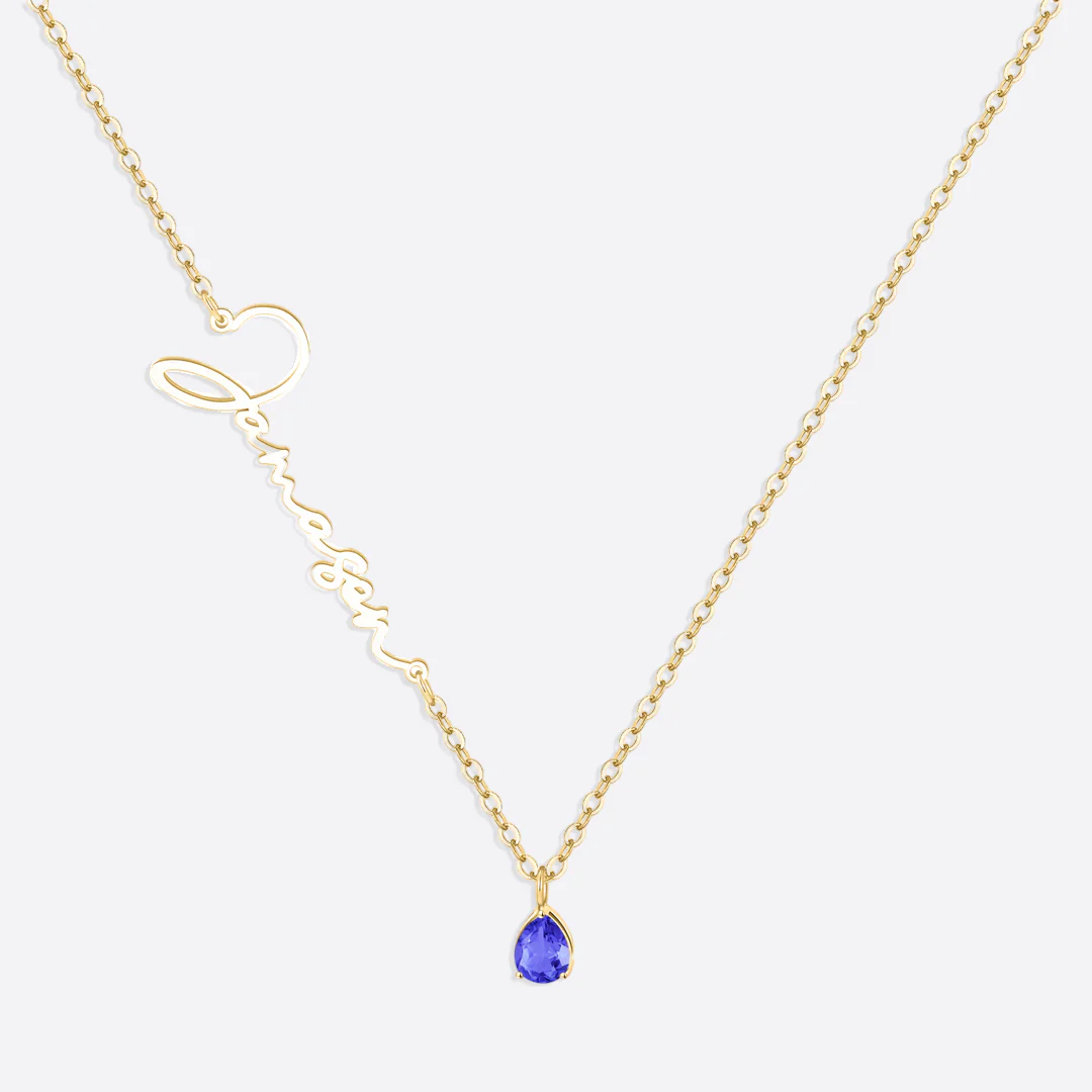 Handmade Birthstone Name Necklace