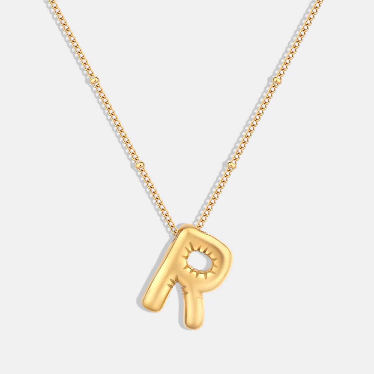 Balloon Initial Necklace with Satellite Chain