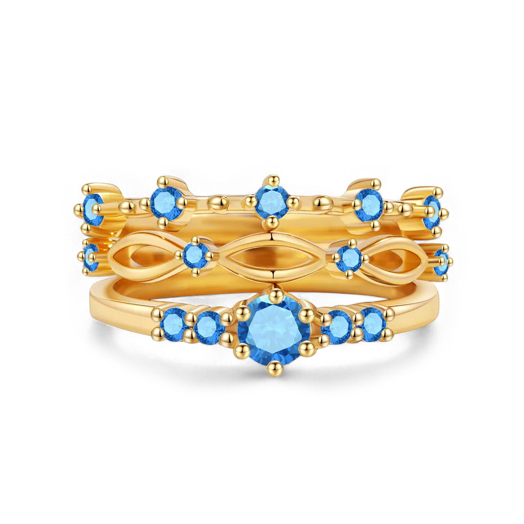 Braided Birthstone Stacking Ring Set