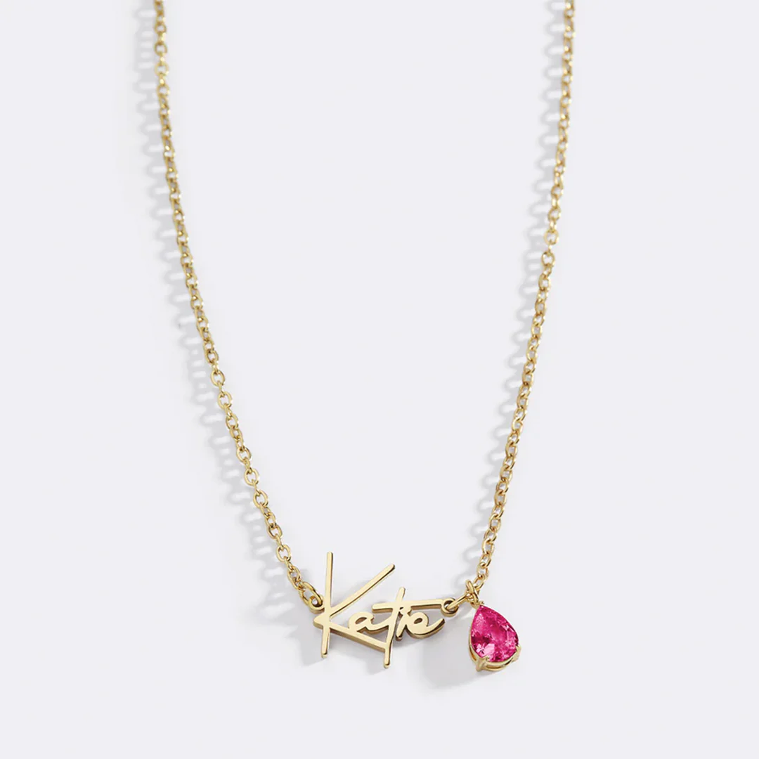 Handmade Birthstone Name Necklace