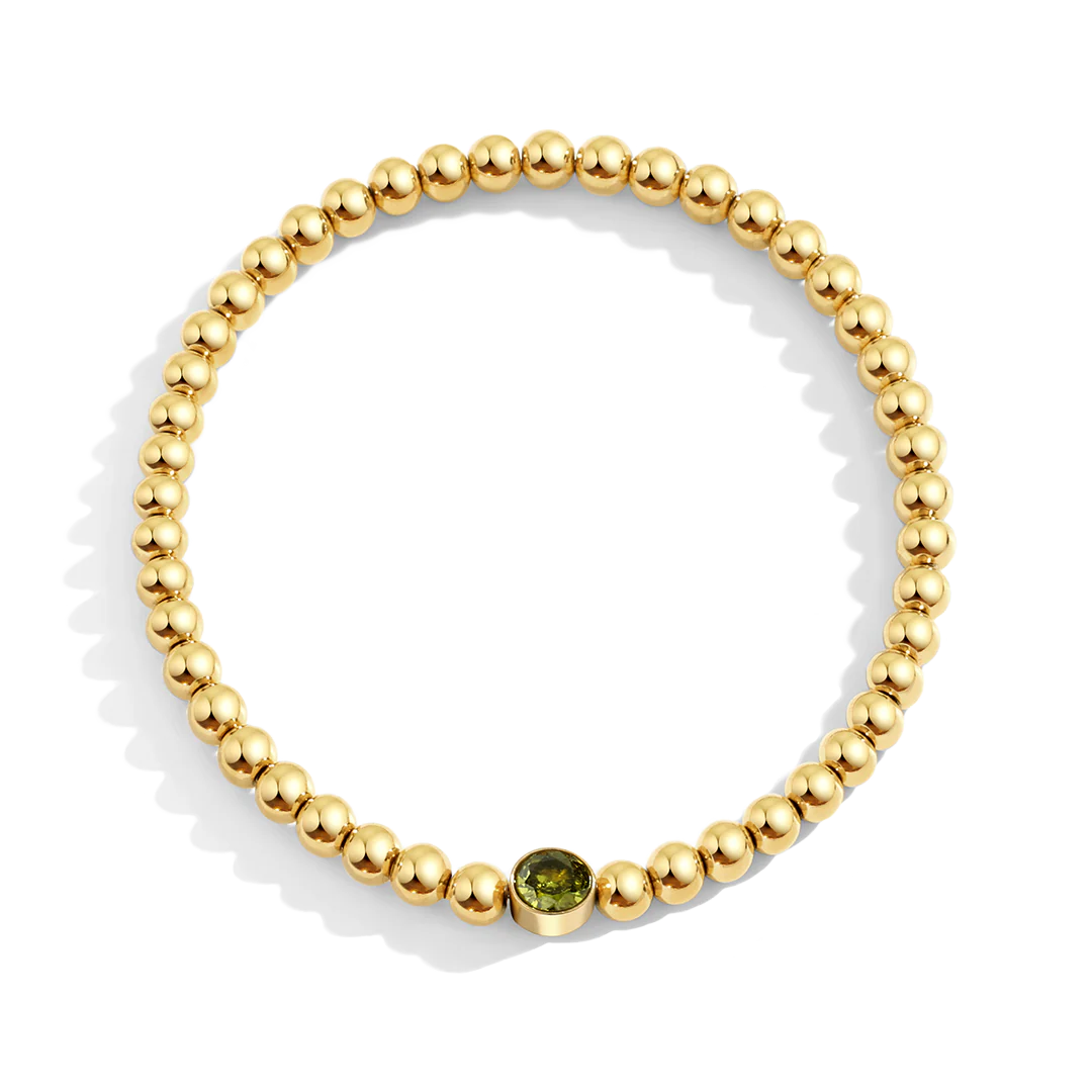 Gold Beaded Bubble Birthstone Bracelet