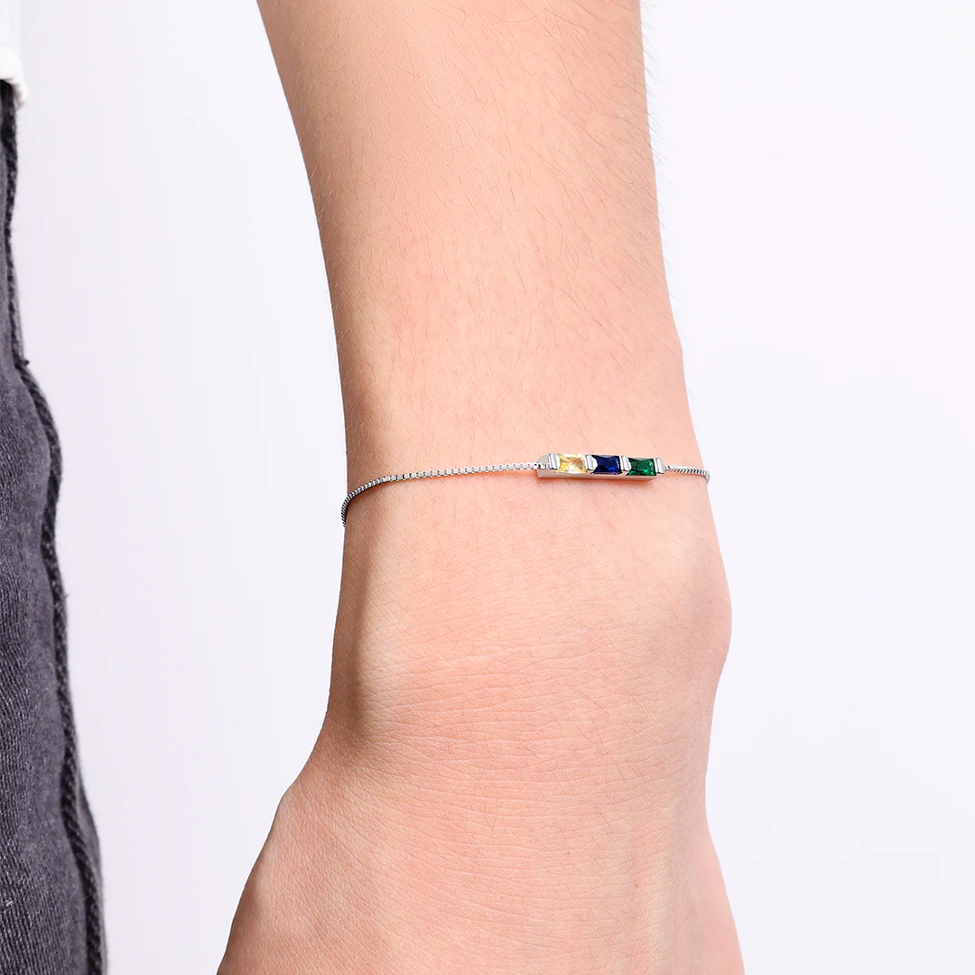 Dainty Baguette Birthstone Bracelet