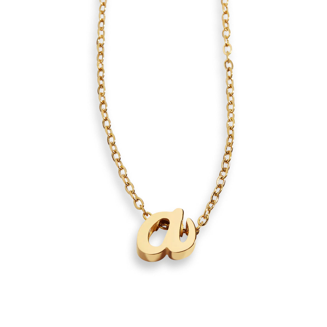 Tiny Script Initial Necklace