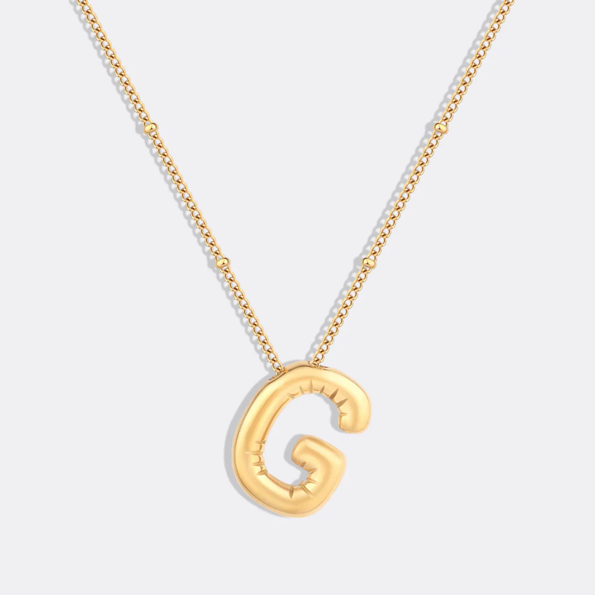 Balloon Initial Necklace with Satellite Chain