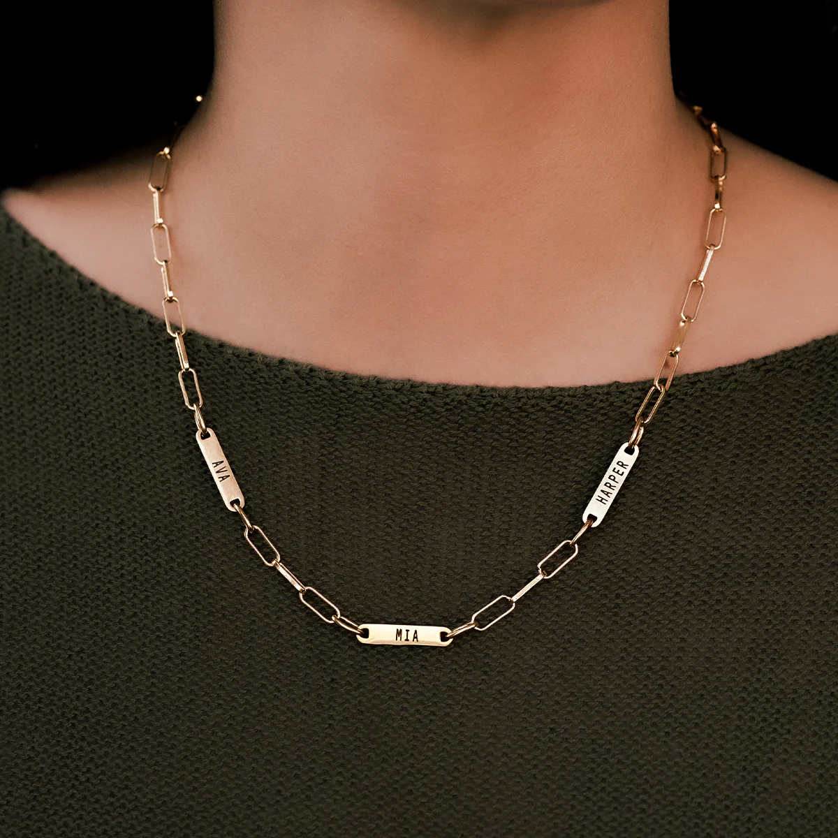 Paperclip Necklace With Personalized Names