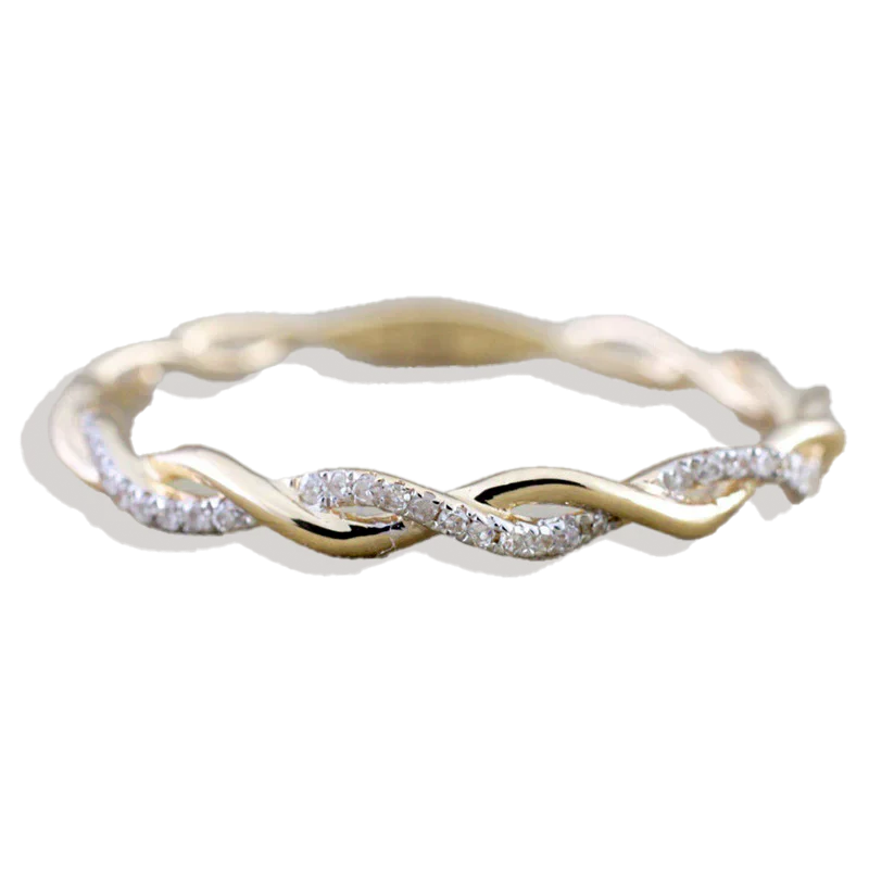 Dainty Pave Twist Stacking Ring
