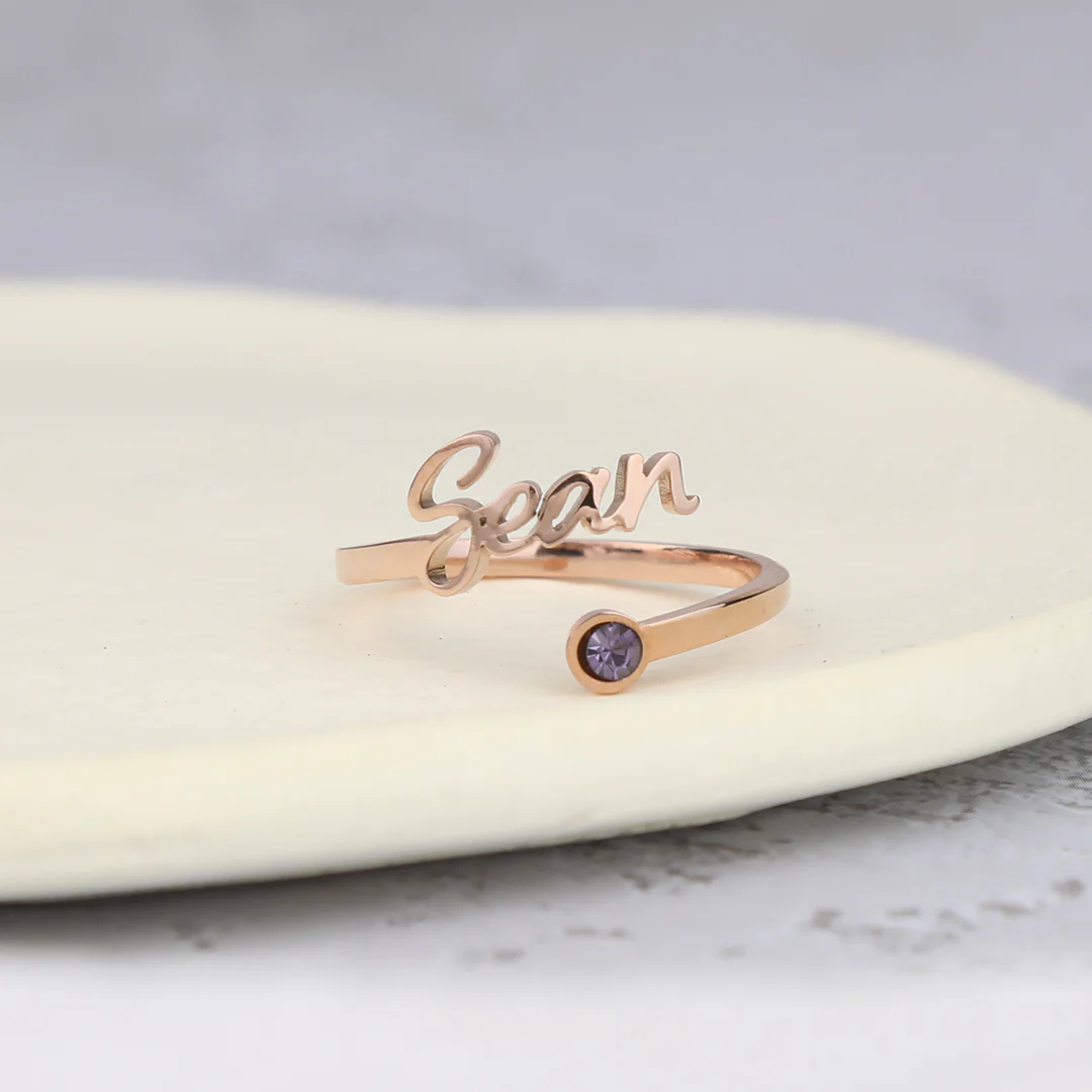 Custom Name Birthstone Ring