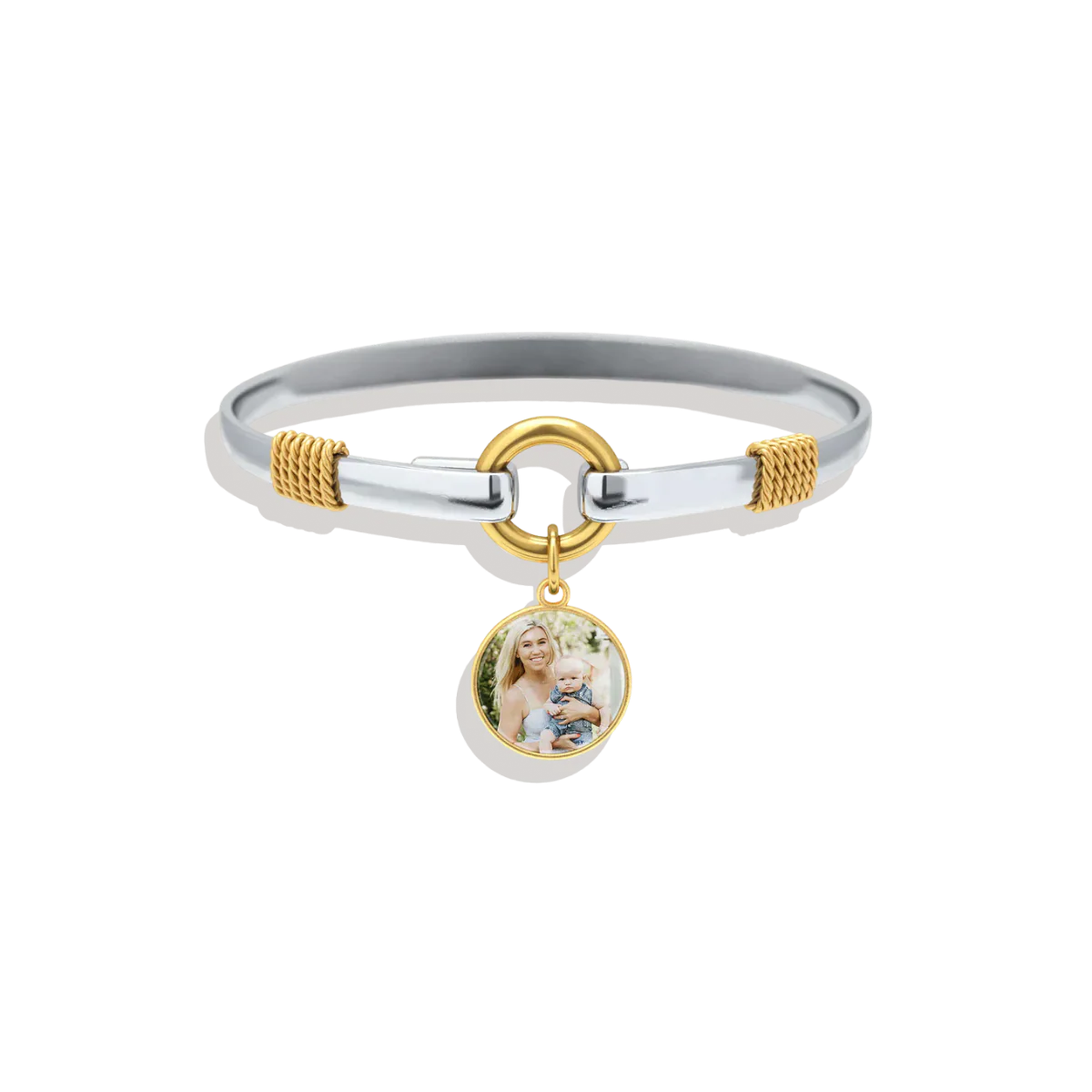 Personalized Photo Two-Tone Charm Bracelet