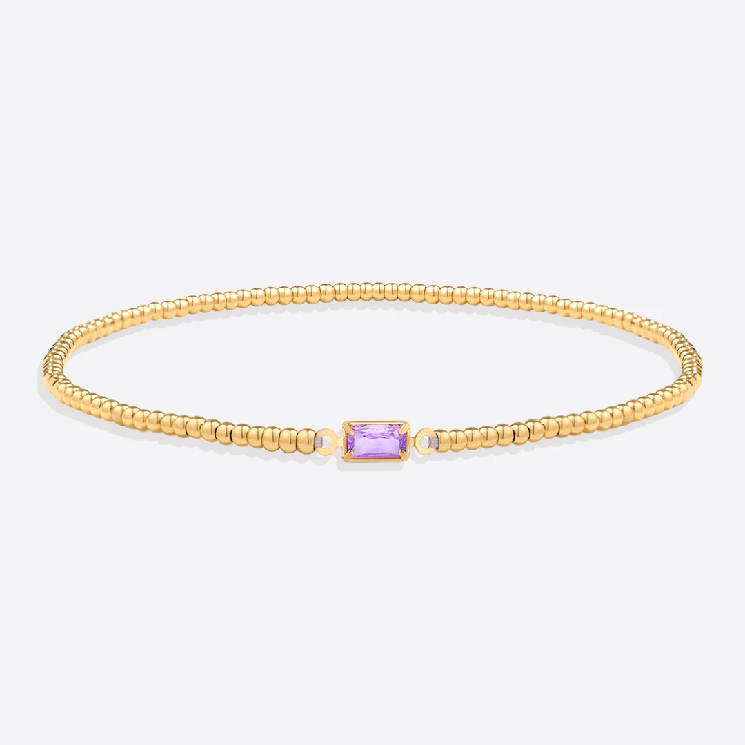 Gold Beaded Birthstone Bracelet