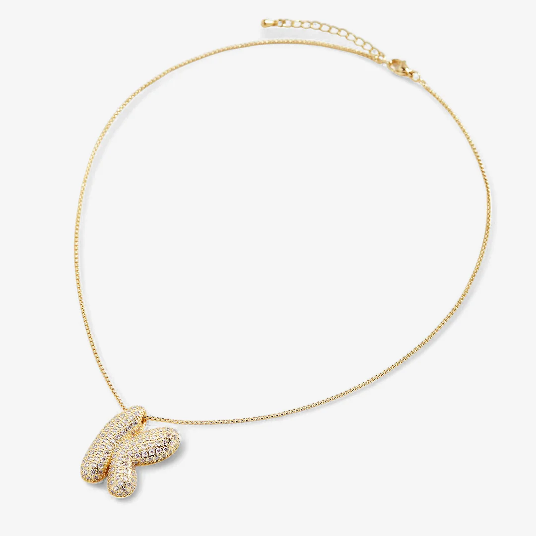 Pave Bubble Initial Necklace