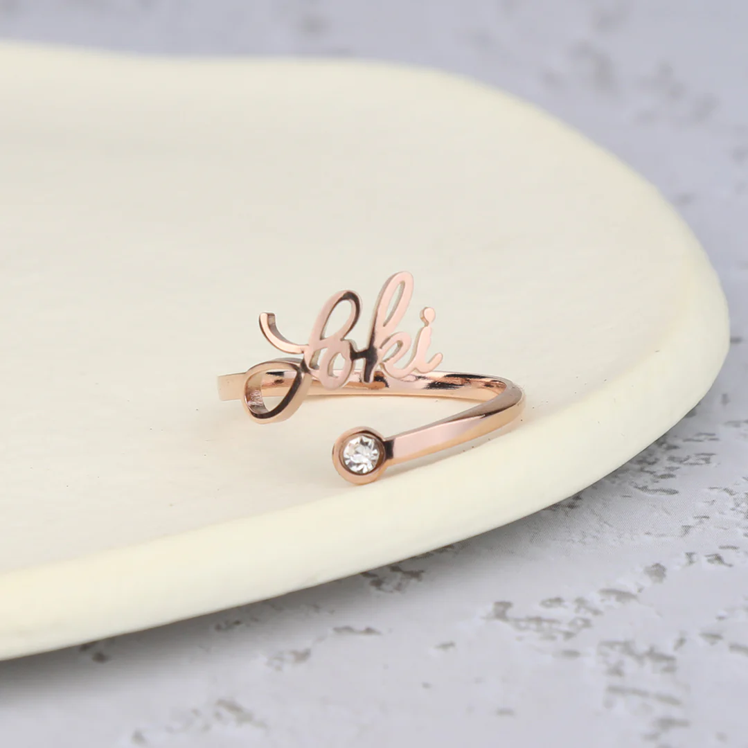 Custom Name Birthstone Ring