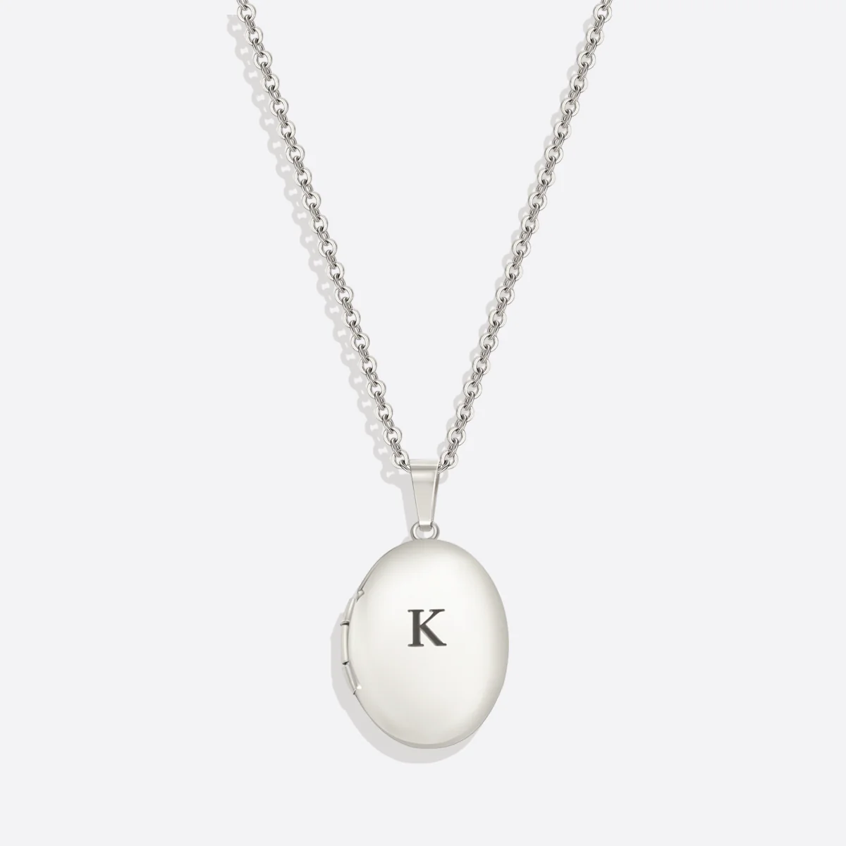 Engraved Oval Photo Locket Necklace