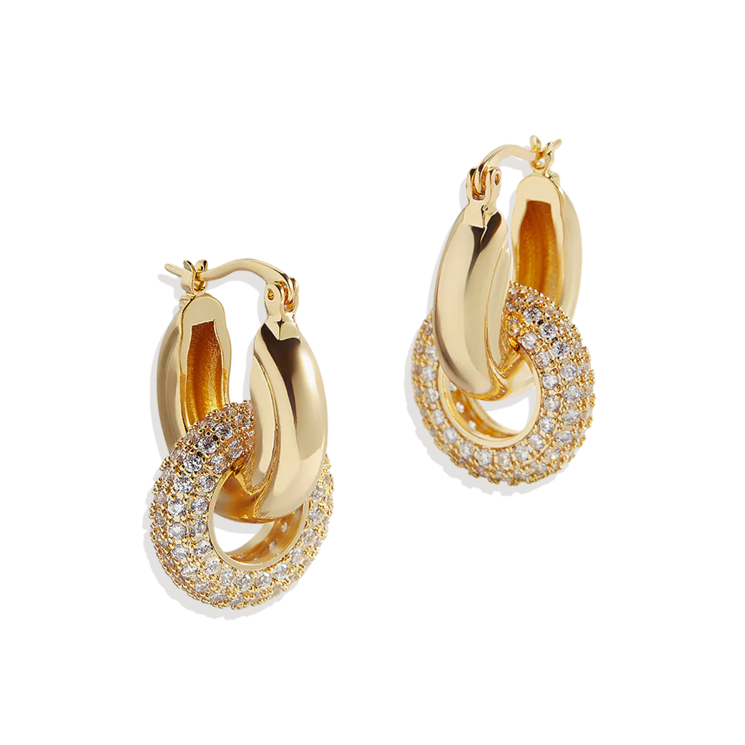 Pave Interlock Hoop Earrings