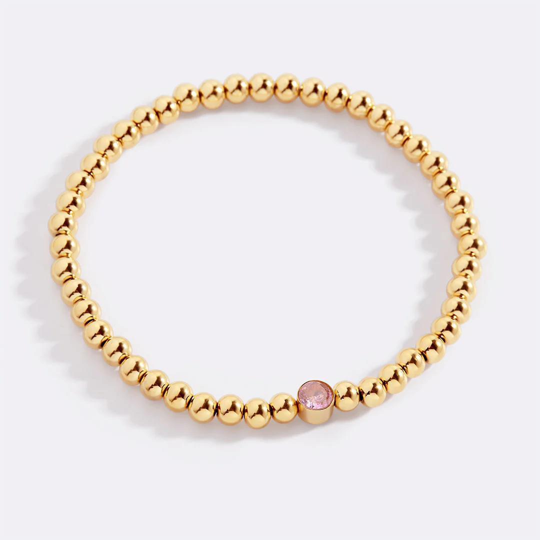 Gold Beaded Bubble Birthstone Bracelet