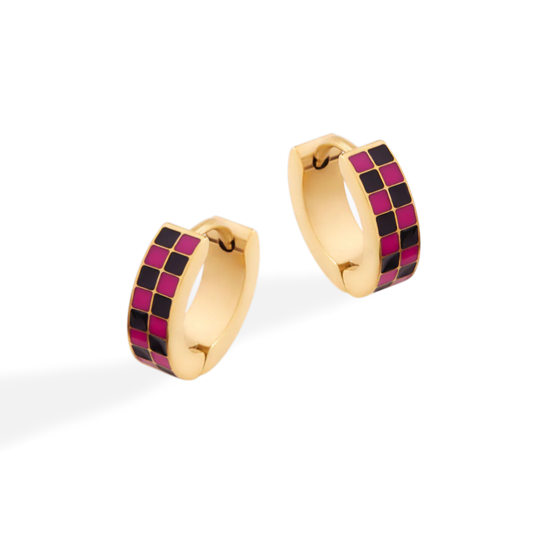 Checkered Hoop Earrings