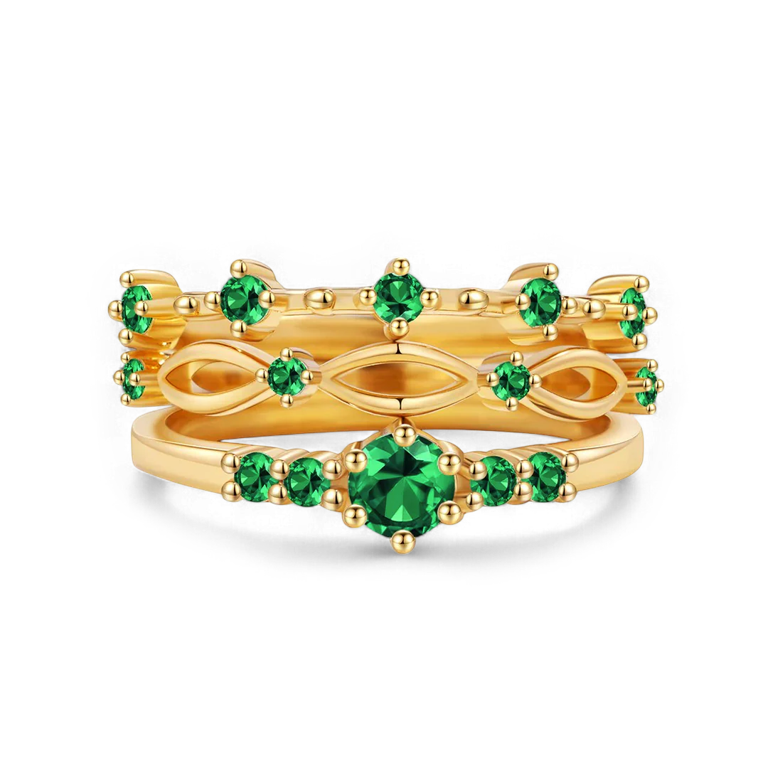 Braided Birthstone Stacking Ring Set