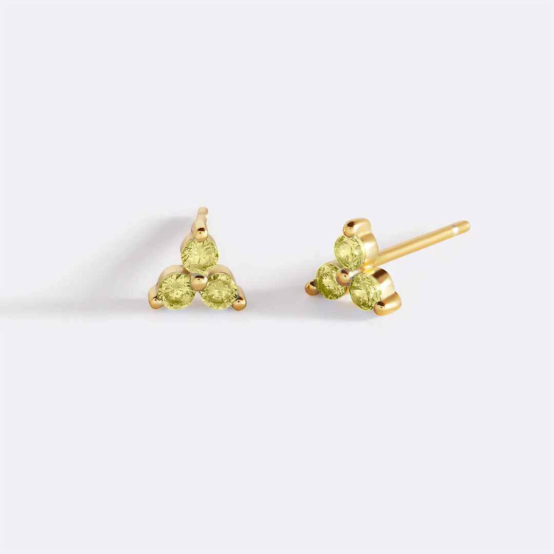 Trinity Birthstone Stud Earrings