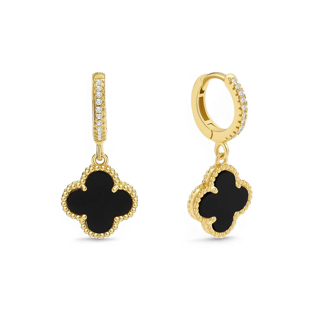 Pave Clover Drop Earrings