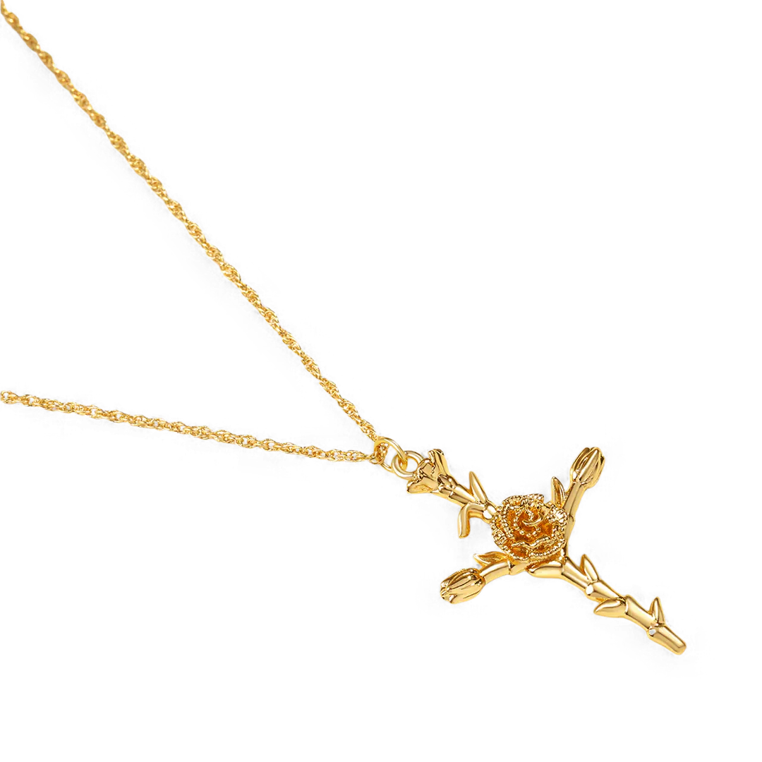 Floral Cross Pendant Necklace