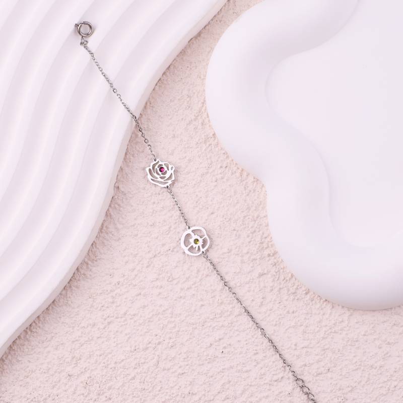 Personalized Birth Flower Charm Bracelet