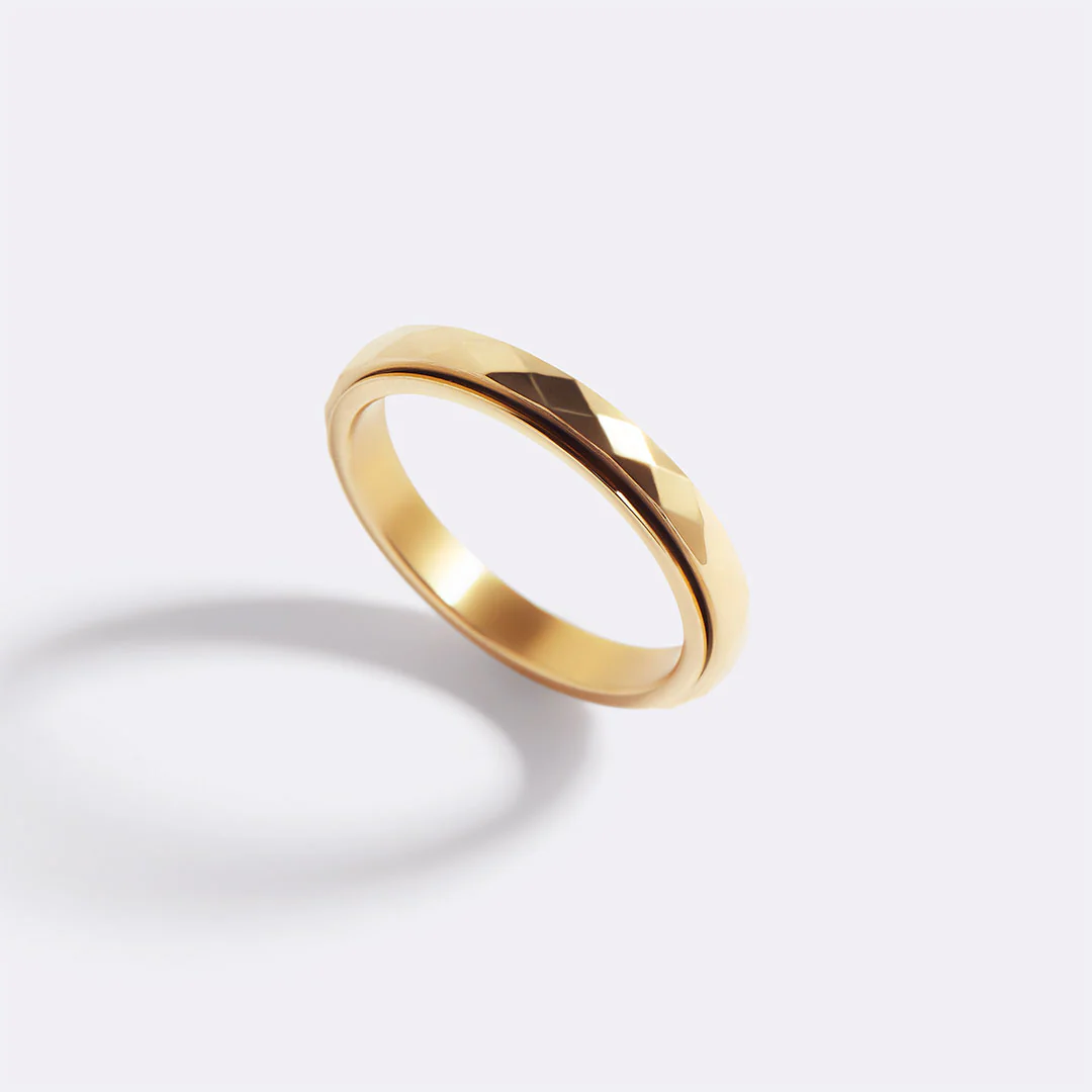 Dainty Hammered Band Spinning Fidget Ring