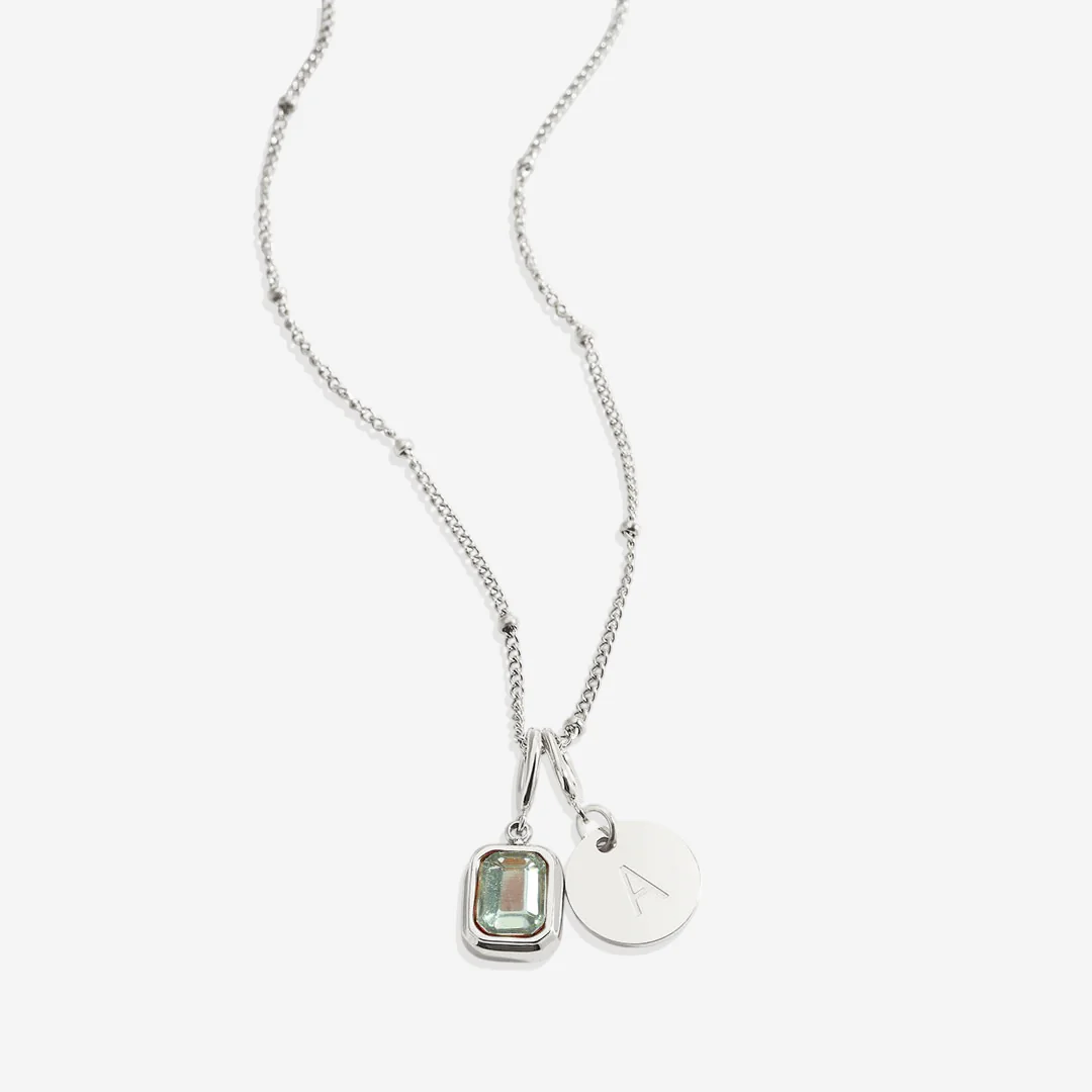 Baguette Birthstone & Initial Necklace