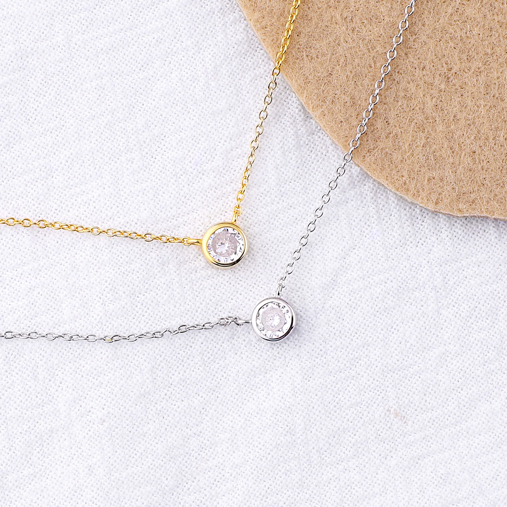 Classic Bezel Set Solitaire Necklace