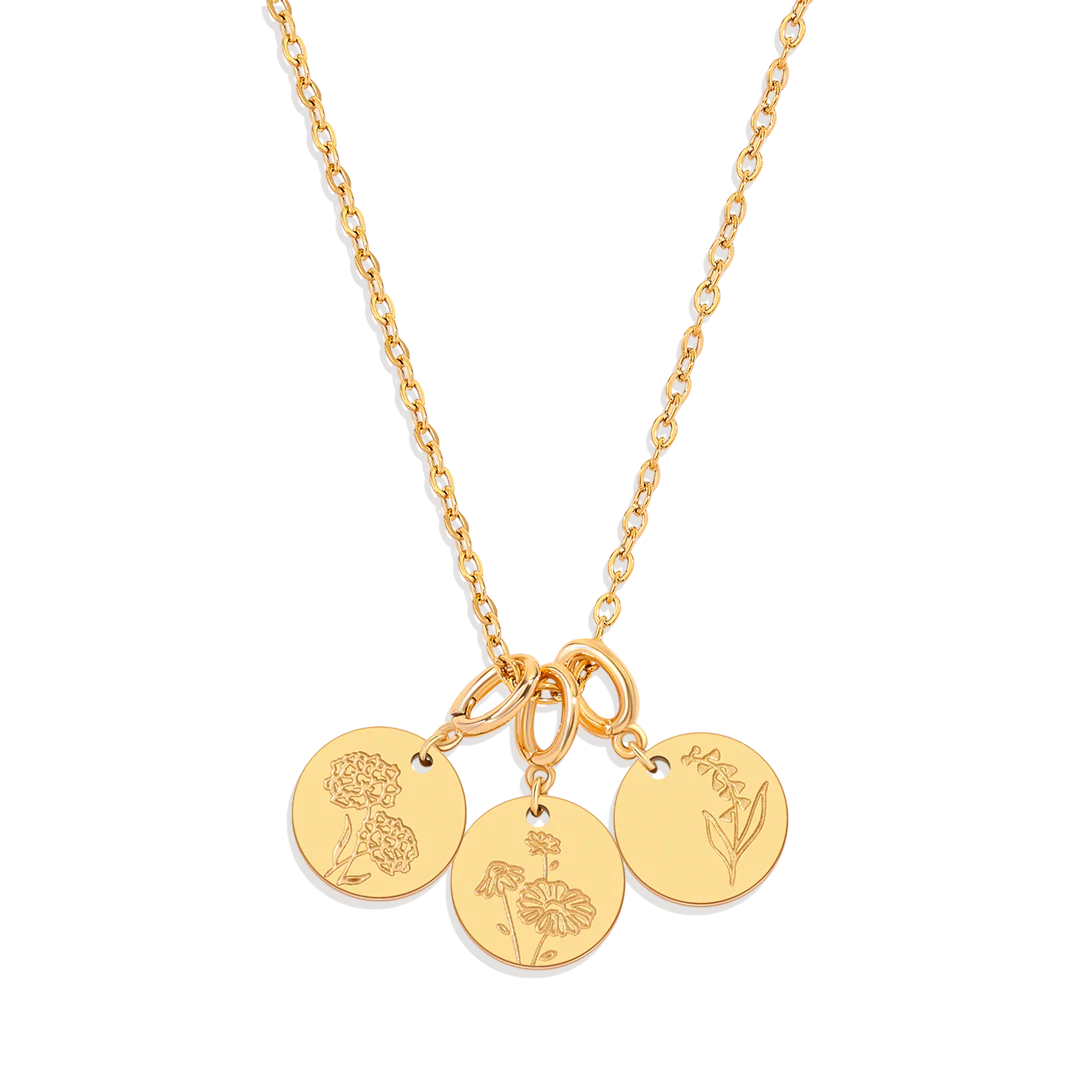 Birth Flower Charm Stacking Necklace