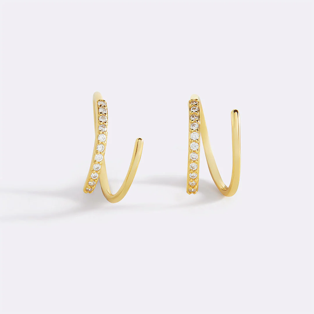 Double Loop Huggie Hoop Earrings