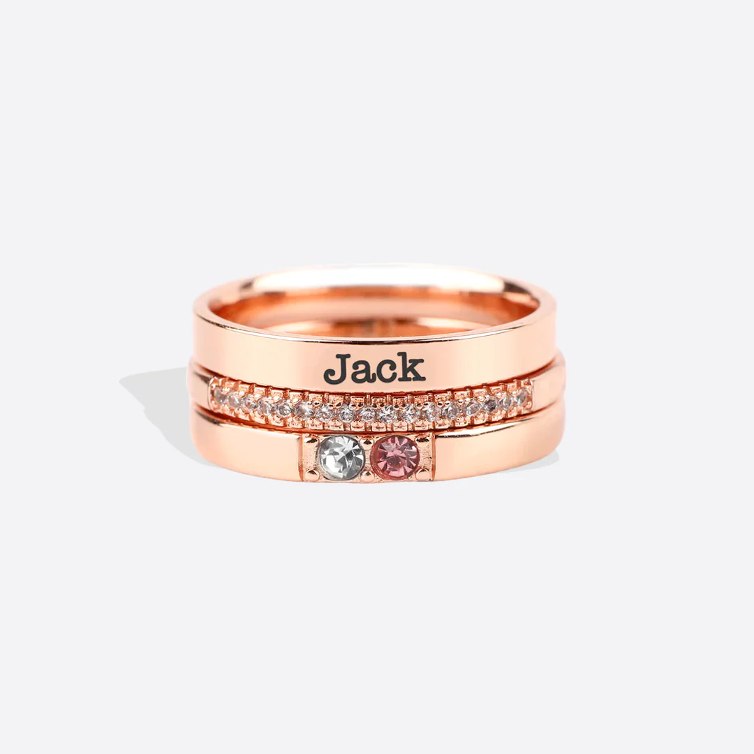 Personalized Name Birthstones Stacking Rings