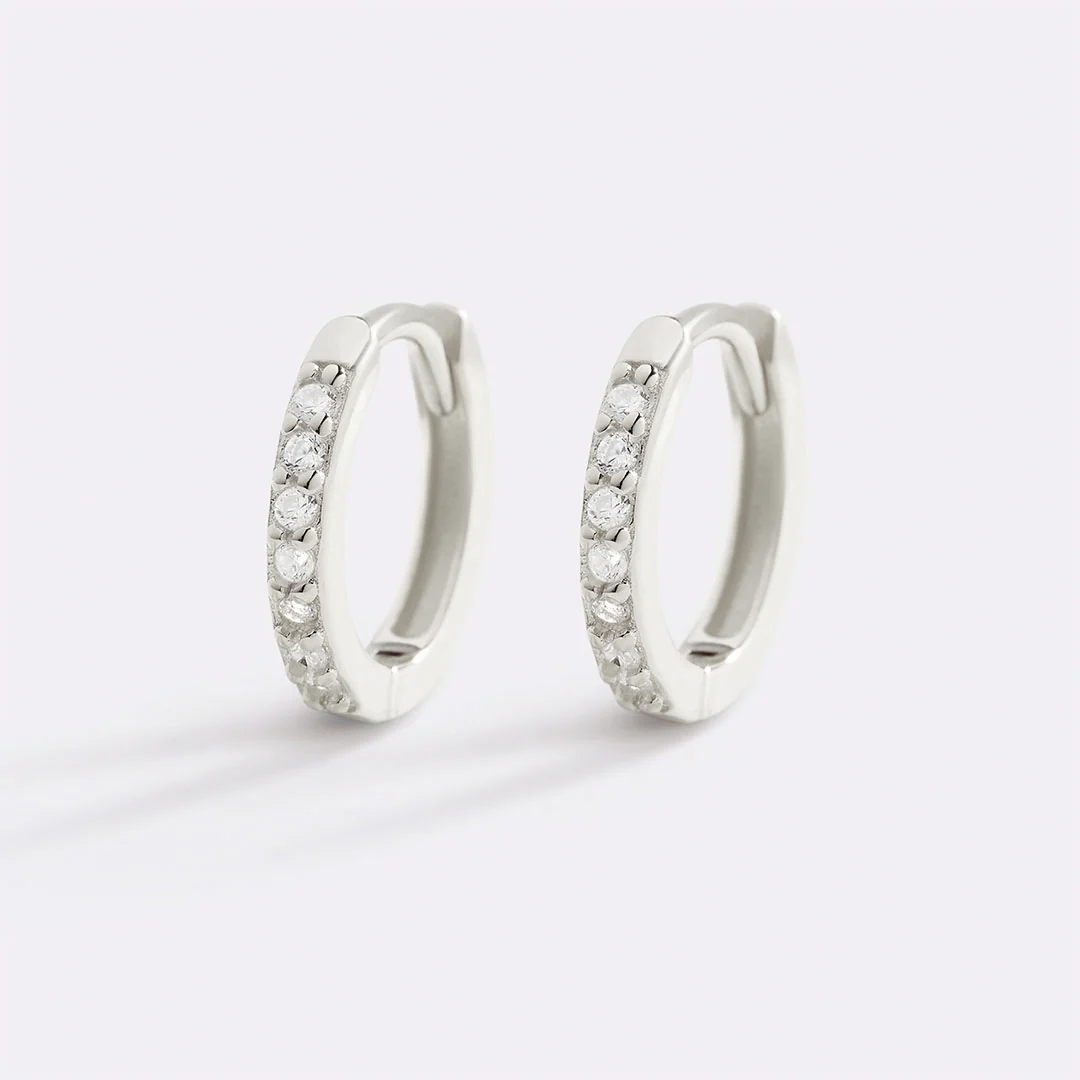 Pave Huggie Hoop Earrings