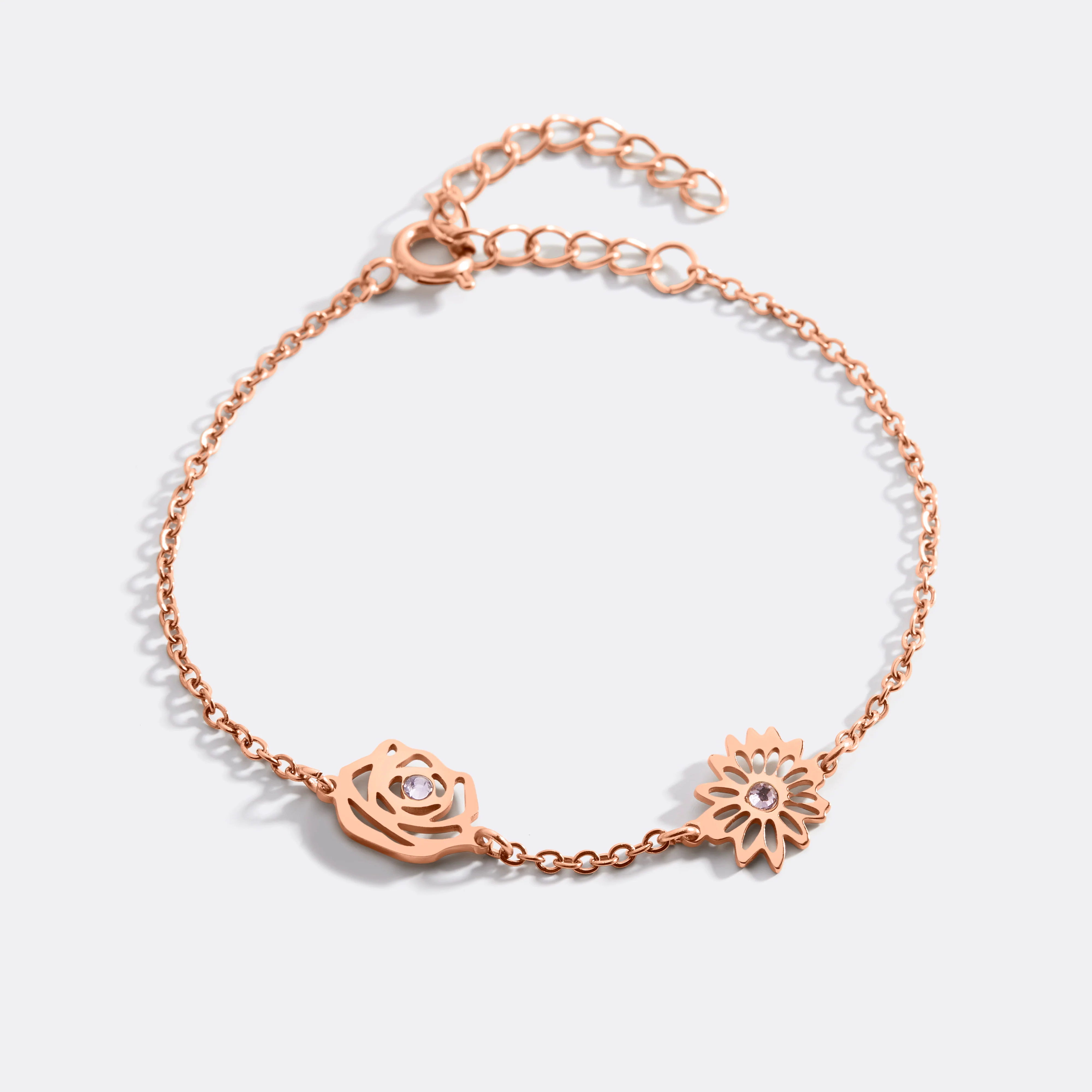 Personalized Birth Flower Charm Bracelet