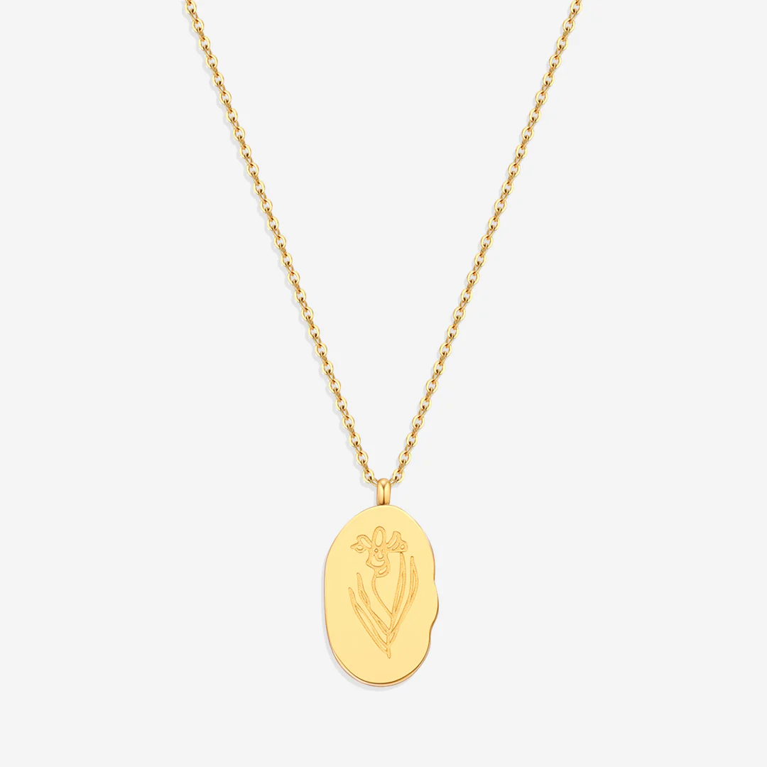 Gold Birth Flower Pendant Necklace