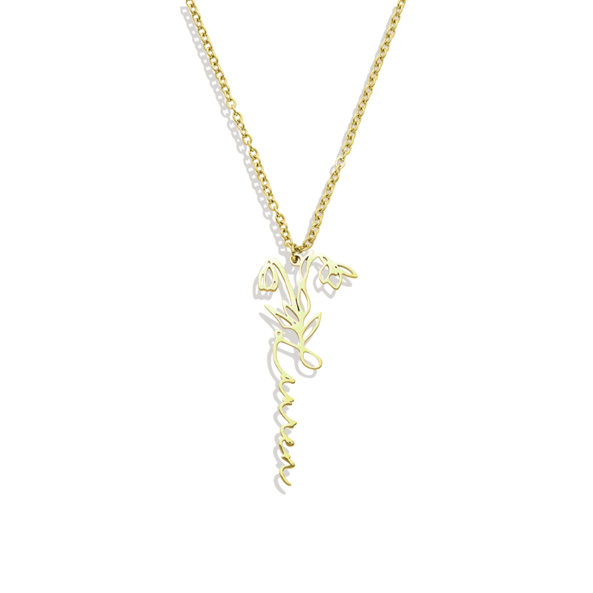 Birth Flower Name Necklace