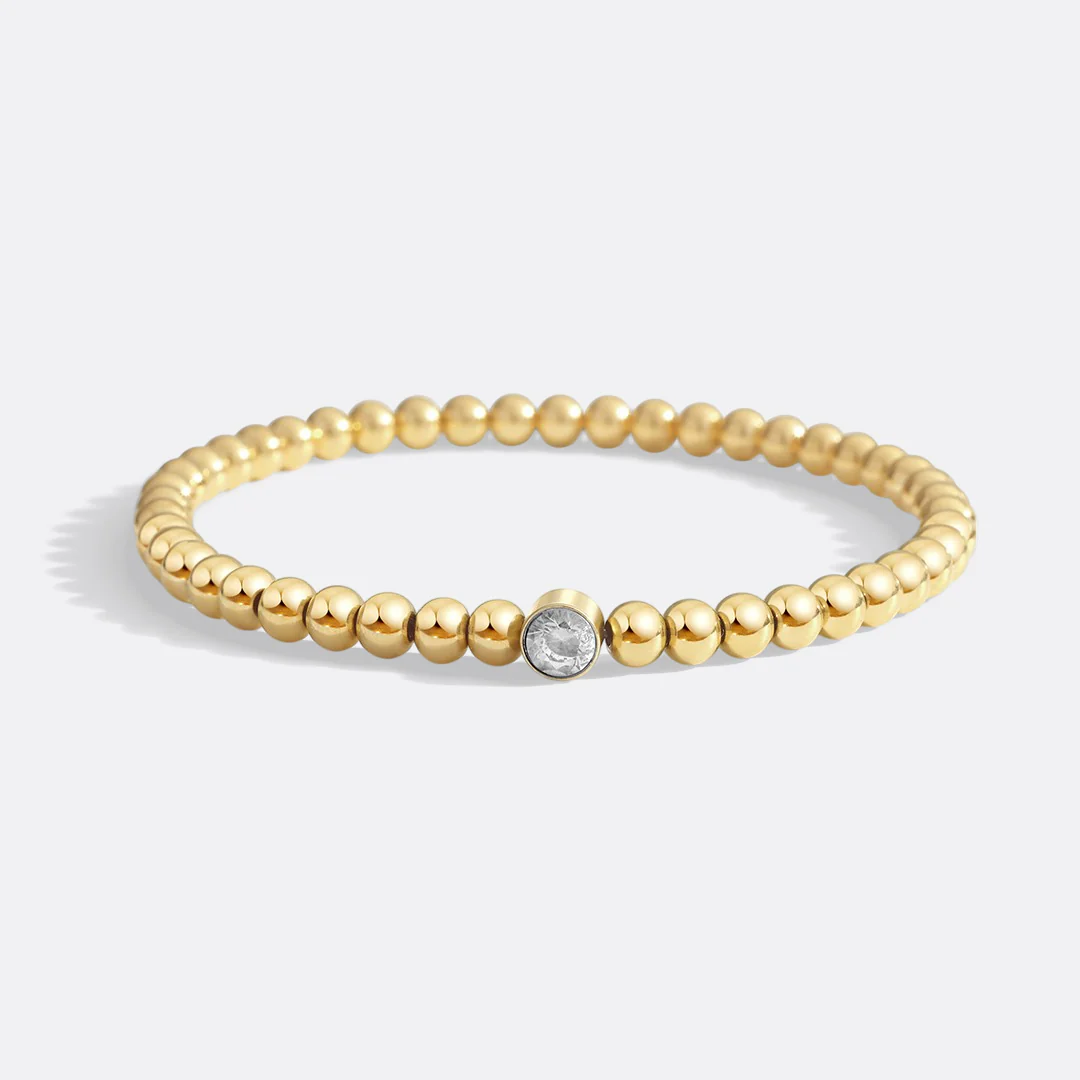 Gold Beaded Bubble Birthstone Bracelet