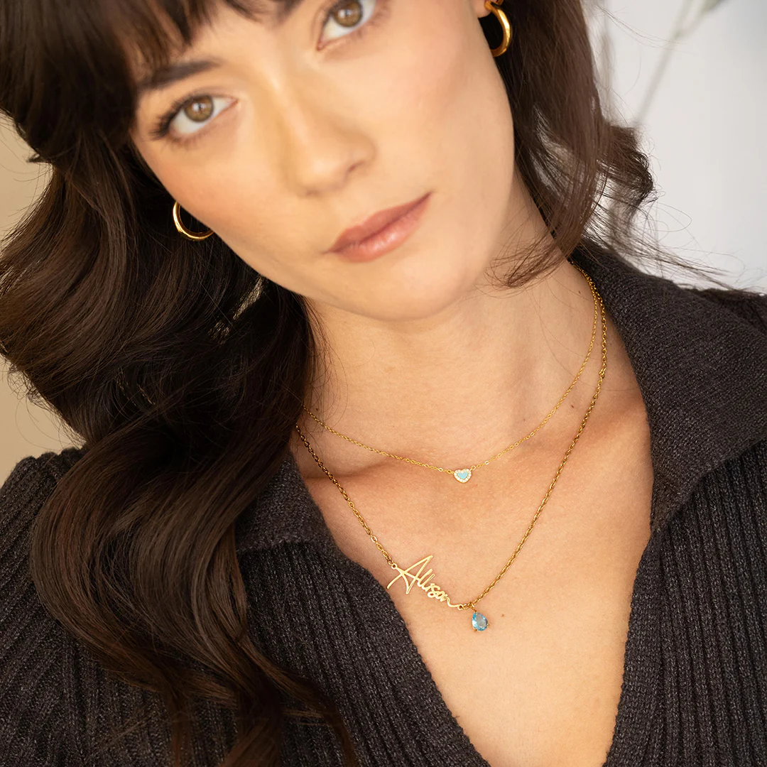 Handmade Birthstone Name Necklace