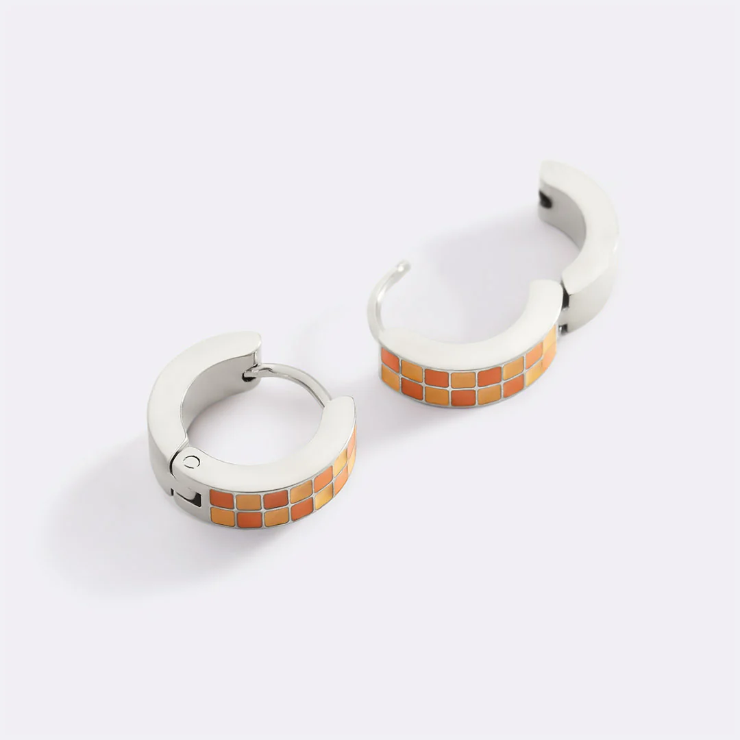 Checkered Hoop Earrings