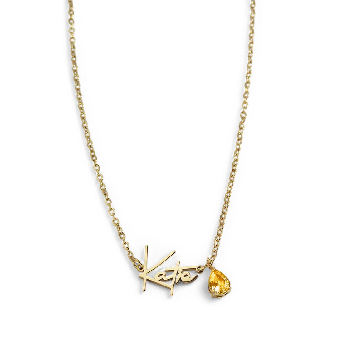 Handmade Birthstone Name Necklace