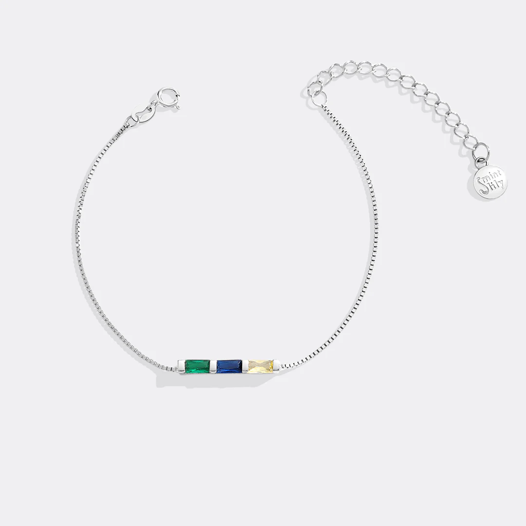 Dainty Baguette Birthstone Bracelet