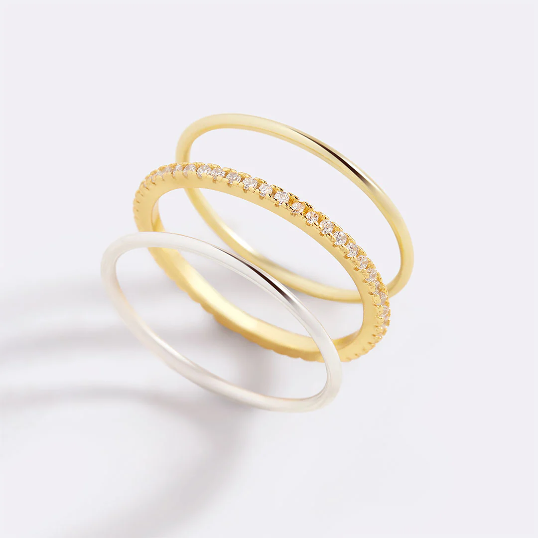 Gold and Silver Stacking Ring Set