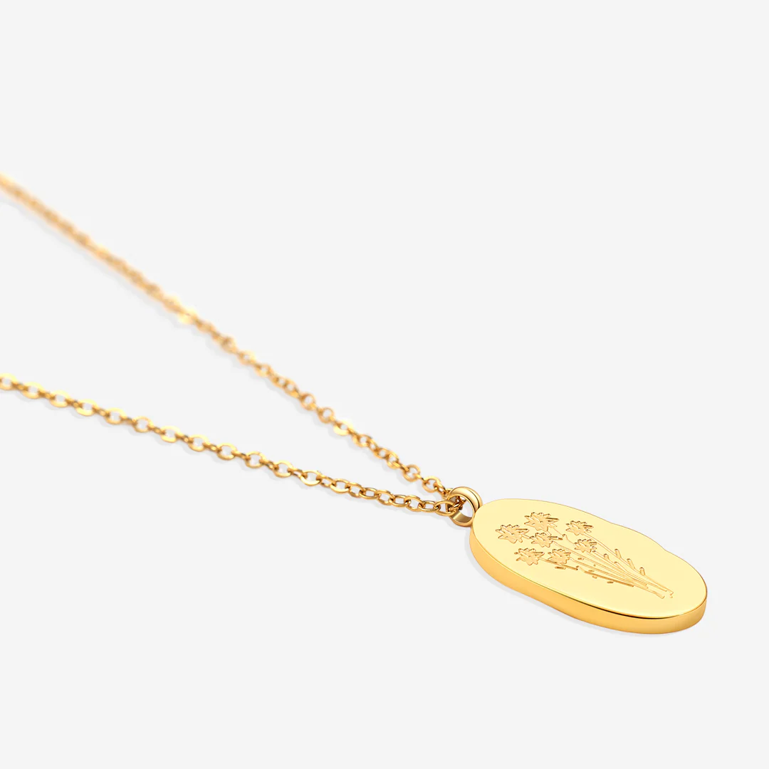 Gold Birth Flower Pendant Necklace