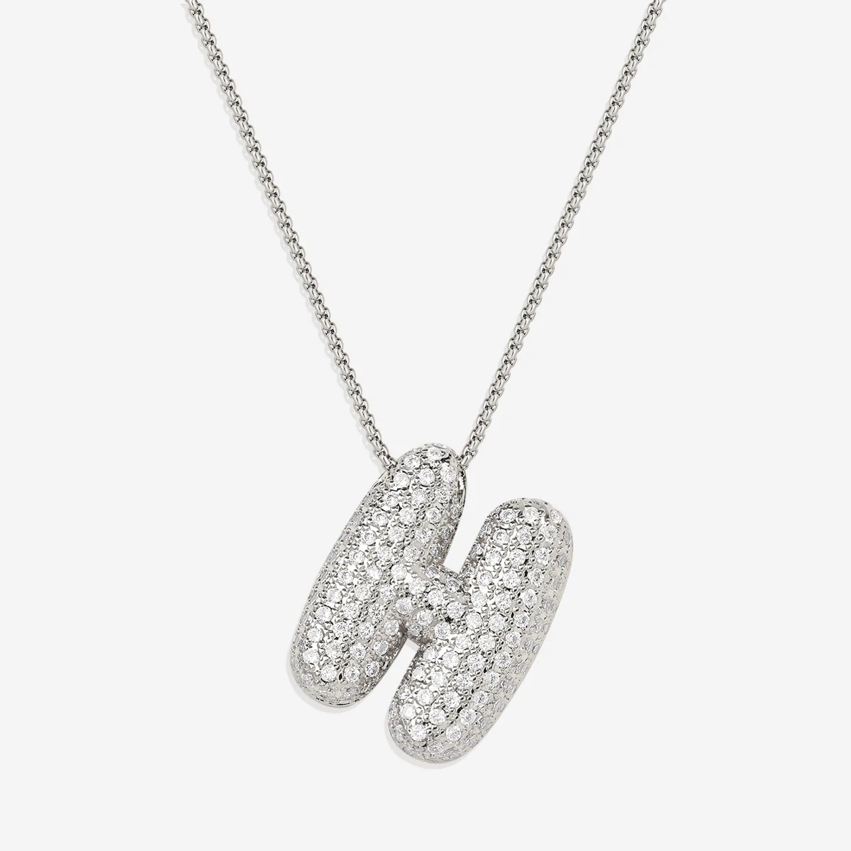 Pave Bubble Initial Necklace