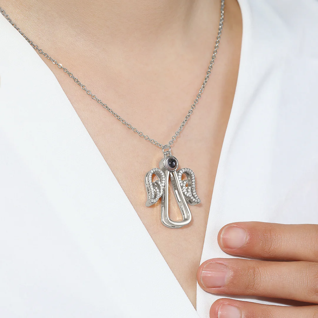 Personalized Angel Photo Charm Necklace
