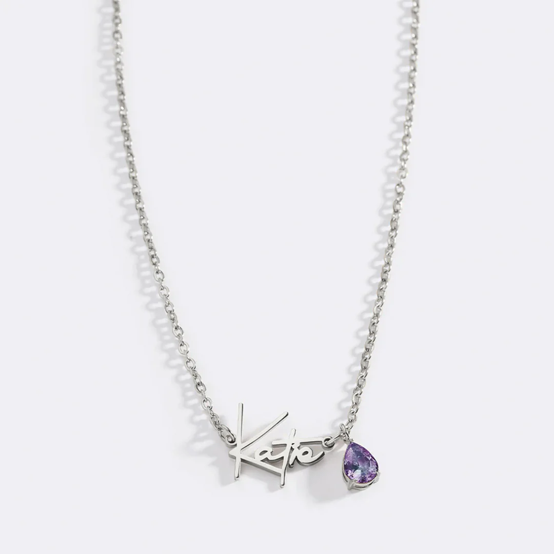 Handmade Birthstone Name Necklace