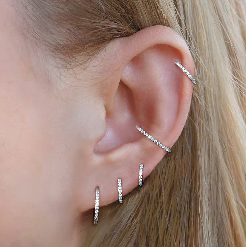 Eternity Crystal Cartilage Hoop Earrings | 16g