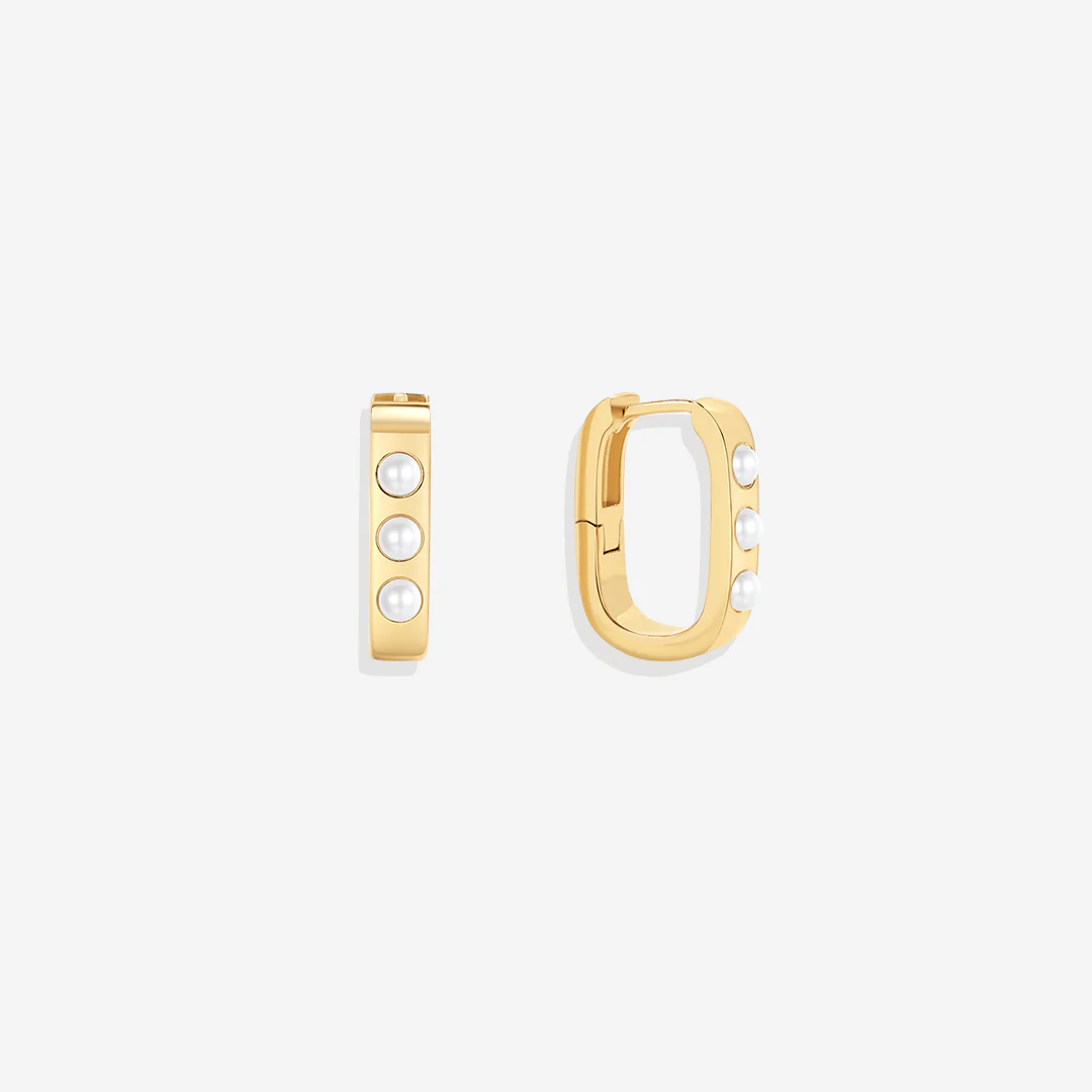 Pearl Block Statement Hoops